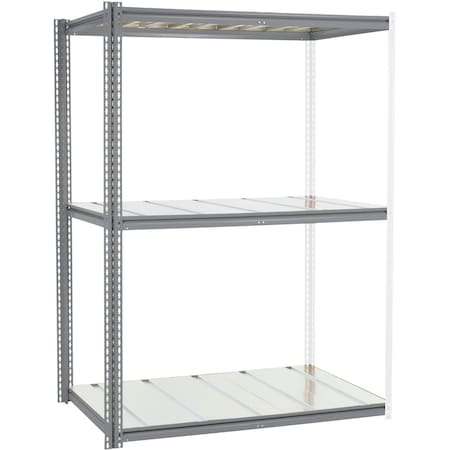 Global Industrial High Cap. Add-On Rack 60Wx36Dx84H 3 Levels Steel Deck 1300lb Per Level GRY 581014GY
